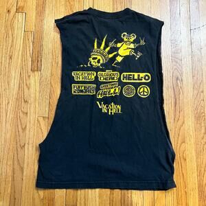 Flatbush Zombies Short Mens Small Black Yellow Vacation in Hell Cut Off Tank